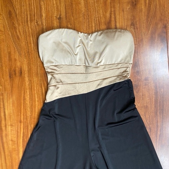 Forever 21 Women's Champagne Black Strapless Wide Leg Jumpsuit Size Small Party - Picture 3 of 16